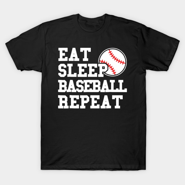 Eat Sleep Baseball Repeat Funny Baseball Player T-Shirt by Vigo